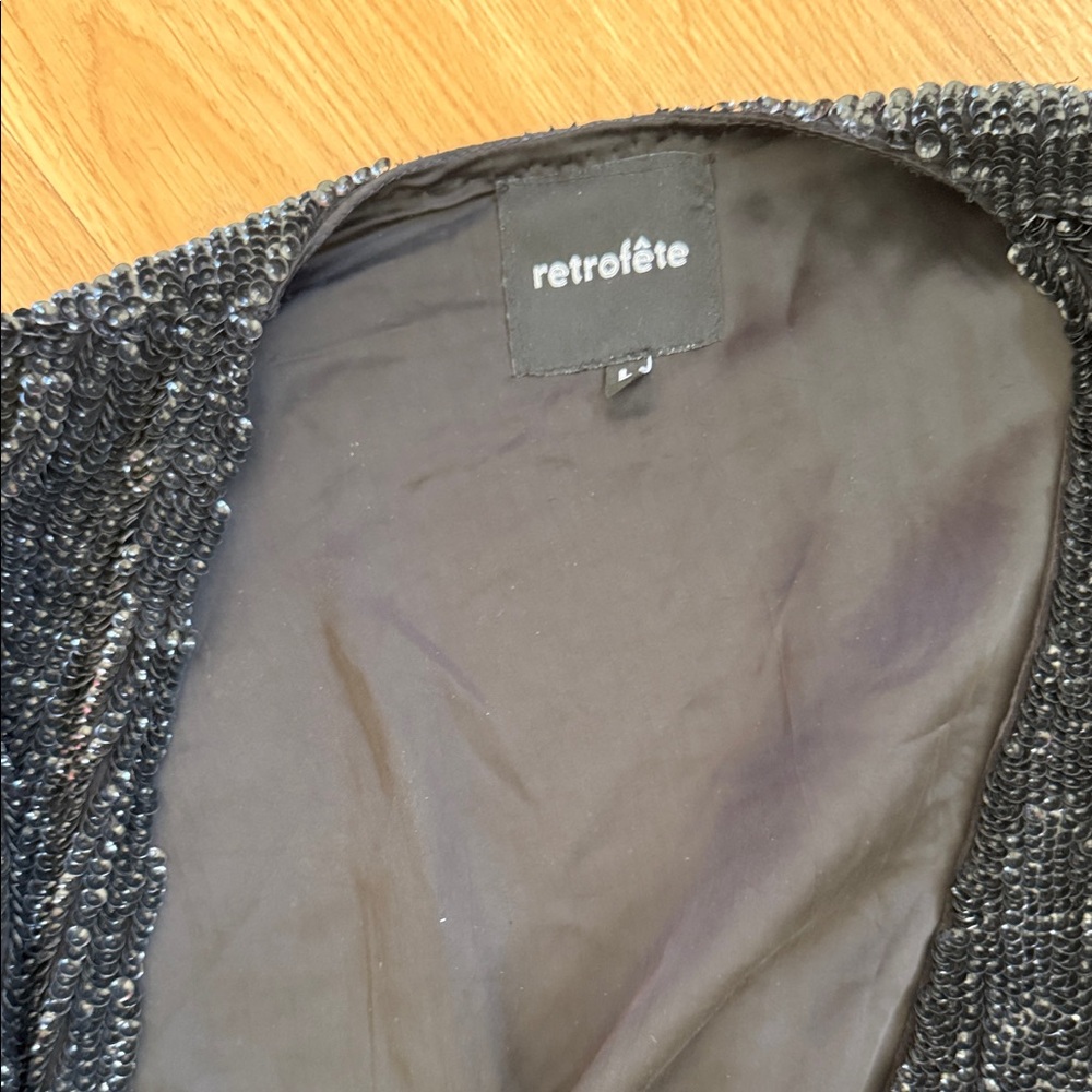 Retrofete Gabrielle Robe Mini Dress Long Sleeve Sequin Size Large Luxe Designer - Picture 4 of 10